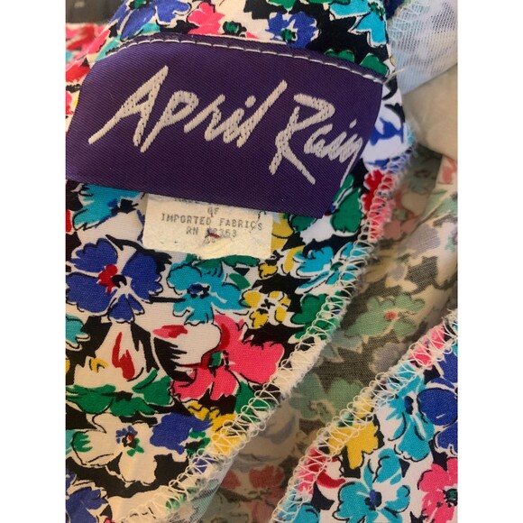 80s April Rain Floral Dress Vintage Rayon 36 31 38 - Picture 6 of 7